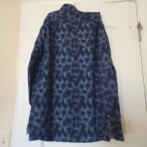 Ted Baker London Men's blue button up palm pattern blue shirt 5 (XL) - Picture 4 of 7